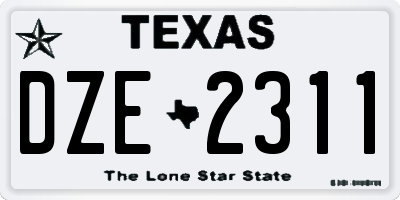 TX license plate DZE2311