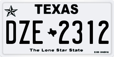 TX license plate DZE2312
