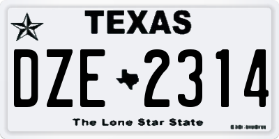 TX license plate DZE2314