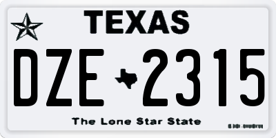TX license plate DZE2315