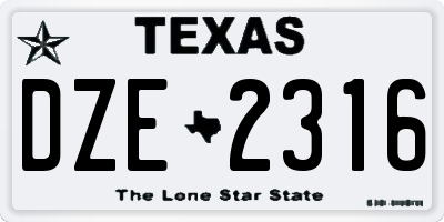 TX license plate DZE2316