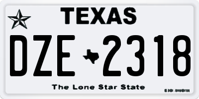 TX license plate DZE2318
