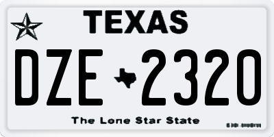 TX license plate DZE2320