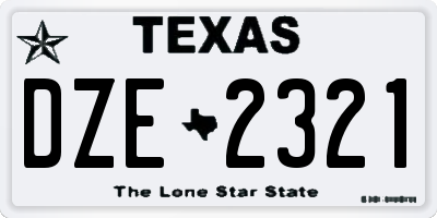 TX license plate DZE2321