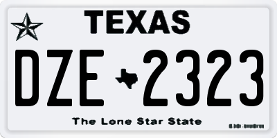 TX license plate DZE2323
