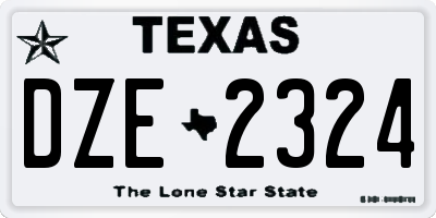 TX license plate DZE2324