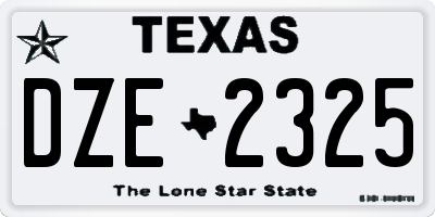 TX license plate DZE2325