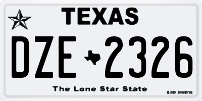 TX license plate DZE2326