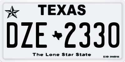 TX license plate DZE2330