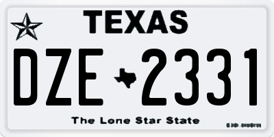 TX license plate DZE2331