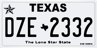TX license plate DZE2332