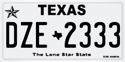 TX license plate DZE2333