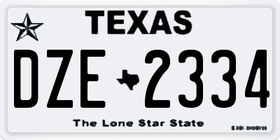 TX license plate DZE2334
