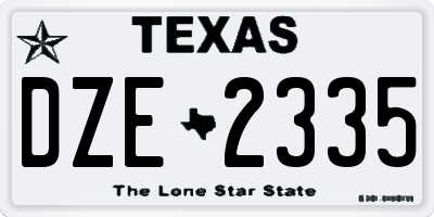 TX license plate DZE2335