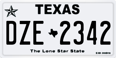 TX license plate DZE2342