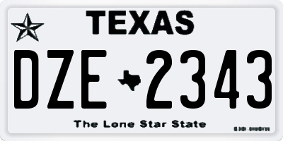 TX license plate DZE2343