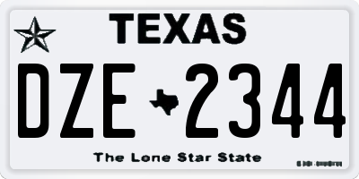 TX license plate DZE2344