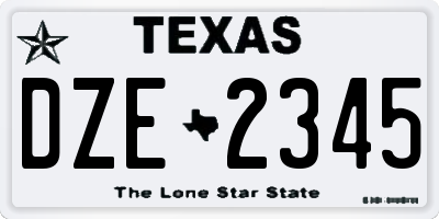 TX license plate DZE2345