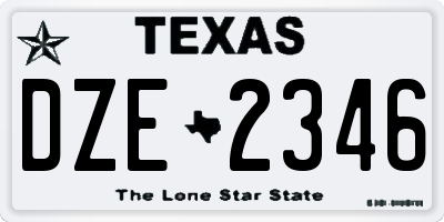 TX license plate DZE2346