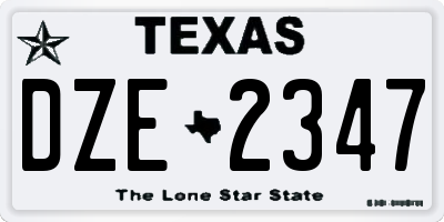 TX license plate DZE2347