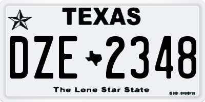 TX license plate DZE2348