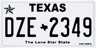 TX license plate DZE2349