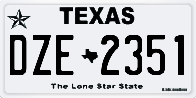 TX license plate DZE2351