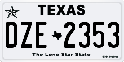 TX license plate DZE2353