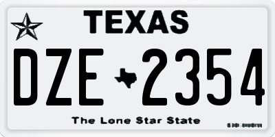 TX license plate DZE2354