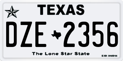 TX license plate DZE2356
