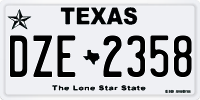 TX license plate DZE2358