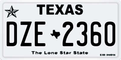 TX license plate DZE2360