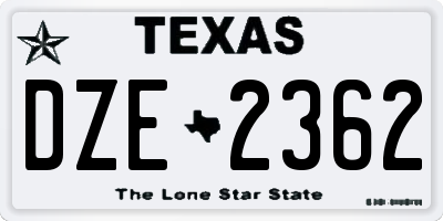 TX license plate DZE2362