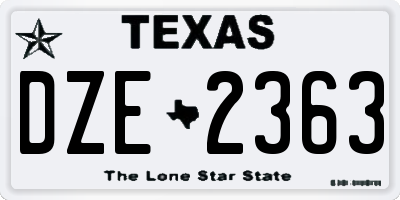 TX license plate DZE2363
