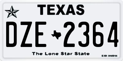TX license plate DZE2364