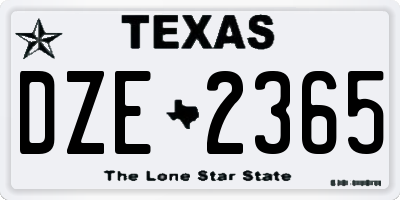 TX license plate DZE2365
