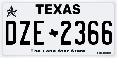 TX license plate DZE2366