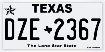 TX license plate DZE2367