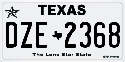 TX license plate DZE2368
