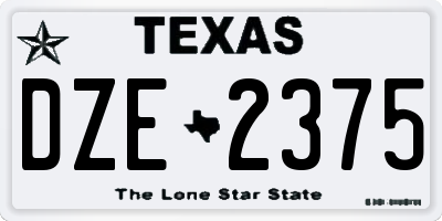 TX license plate DZE2375