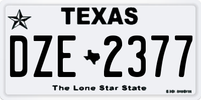 TX license plate DZE2377