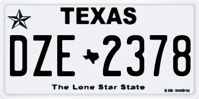 TX license plate DZE2378