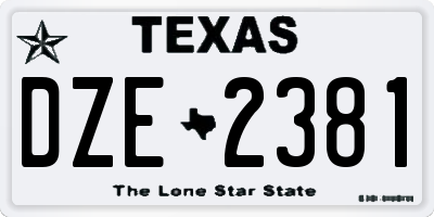 TX license plate DZE2381