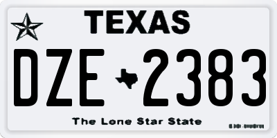 TX license plate DZE2383