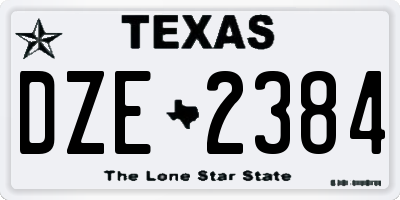 TX license plate DZE2384