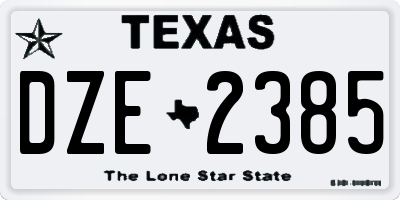 TX license plate DZE2385