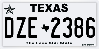 TX license plate DZE2386