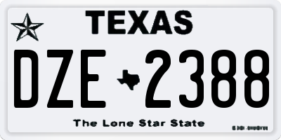 TX license plate DZE2388