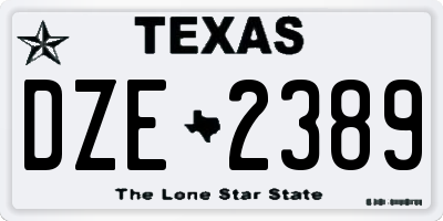 TX license plate DZE2389