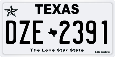 TX license plate DZE2391